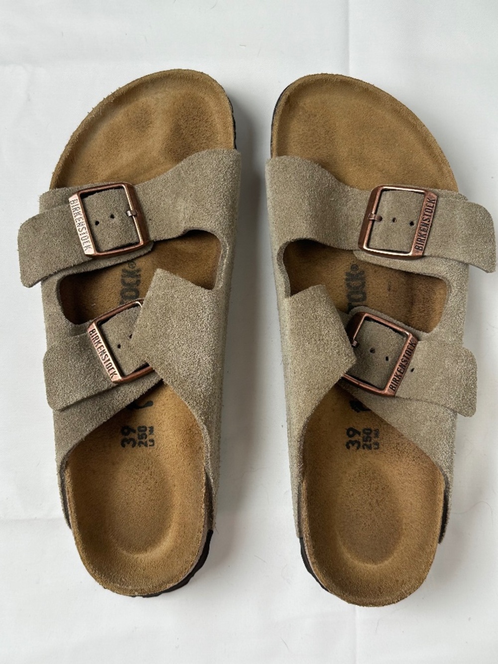 Birkenstock Arizona Taupe Suede Leather Sandals